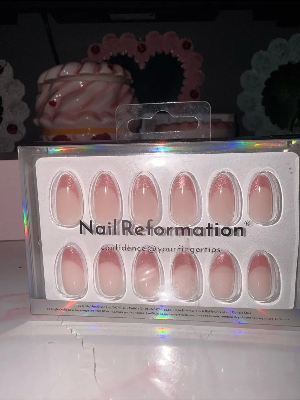 Nail Reformation Rose Gold Reflective French Tip Press-On Nails